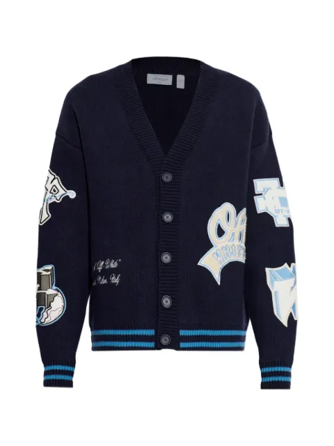 Off-White patch-detail knitted cardigan Blue 44MHB019F26K002