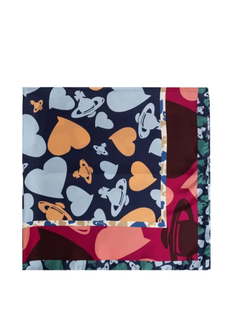 Vivienne Westwood Orb-print heart-print scarf Blue 81030034W01MF