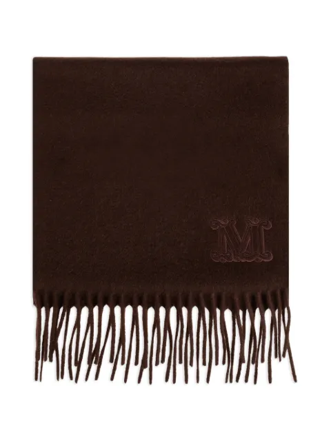 Max Mara fringed logo-embroidered scarf Brown 2624546312