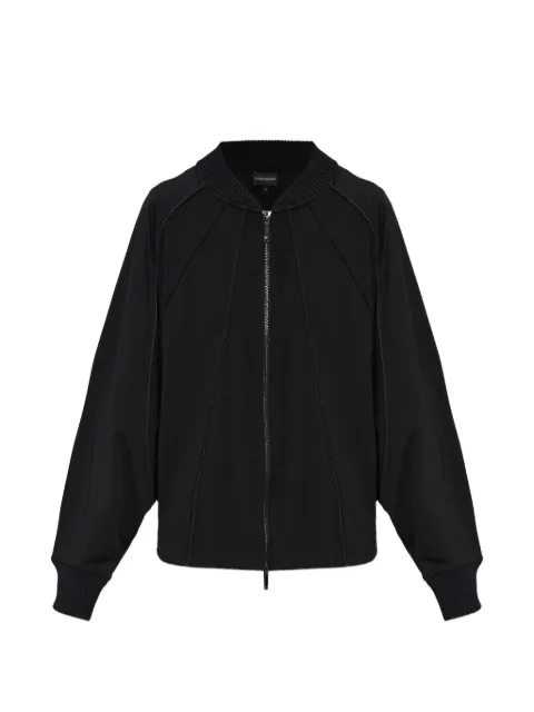 Emporio Armani Punto Milano jersey blouson jacket with drawstring hem Black EW004150AF24325