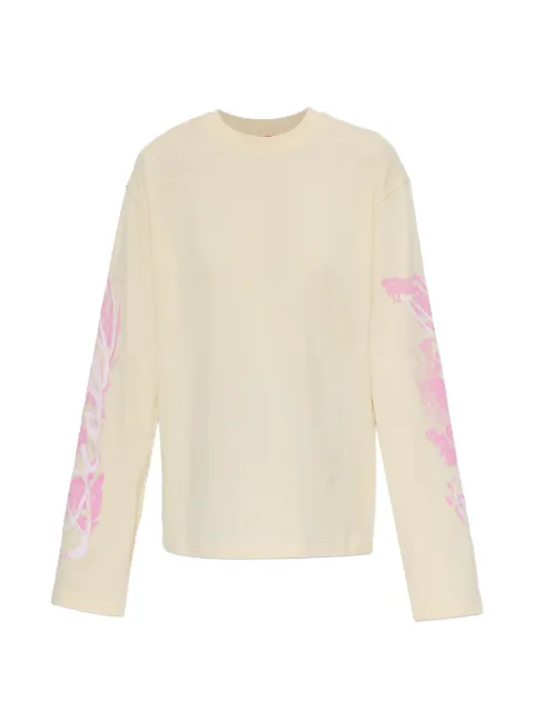 Diesel long-sleeve T-shirt with graphic prints and crystals Neutrals A236530JMBD