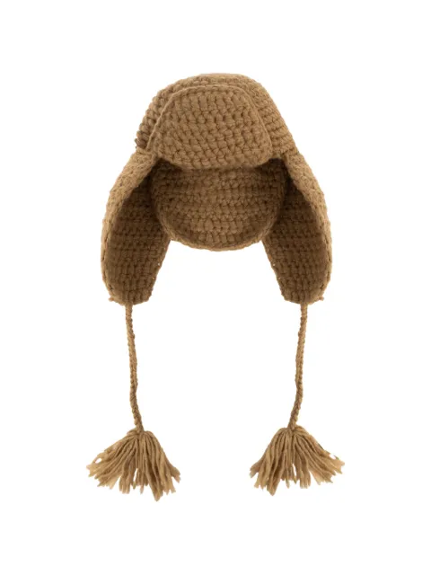 ETRO crochet wool & alpaca blend trapper hat Brown WAKK0004AL11E