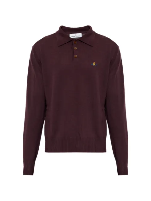 Vivienne Westwood Orb-embroidered polo-collar sweater Purple 2701003NY005E