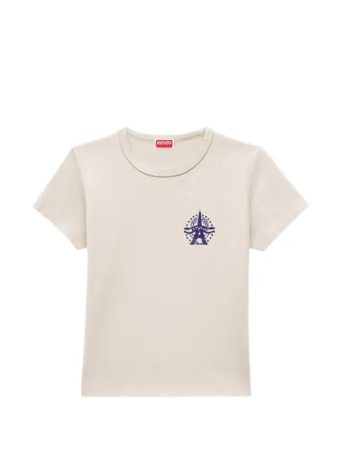 Kenzo Eiffel Tower-print T-shirt Neutrals FG62TS2774SG