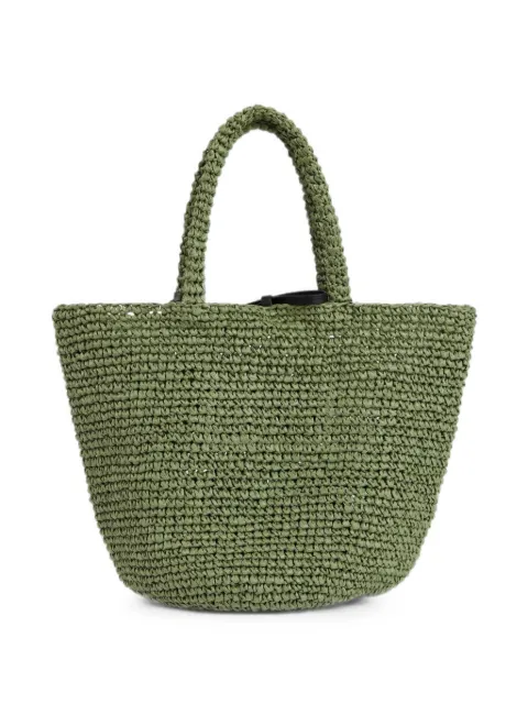 Kenzo small Basket embroidered raffia tote bag Green FG62SA514F05