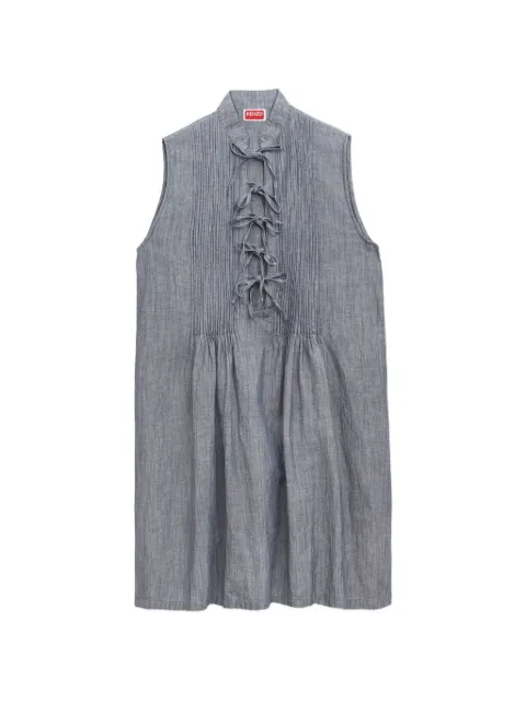 Kenzo Signature-embroidered pleated sleeveless shift mini dress Blue FG62DR2019EH
