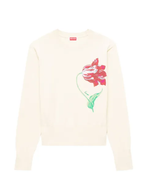 Kenzo Tulip embroidered sweater Neutrals FG62PU7633ES