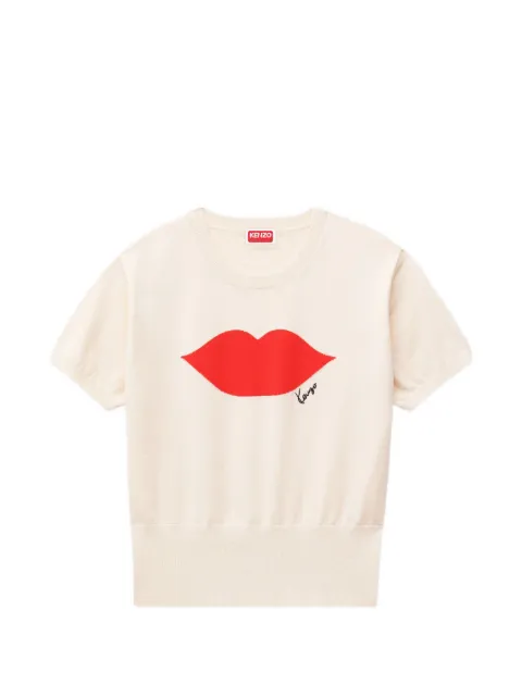 Kenzo KENZO Loves intarsia-knit short-sleeved T-shirt White FG62TO7583EU