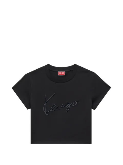 Kenzo Signature-embroidered cropped T-shirt Black FG62TS0504SG