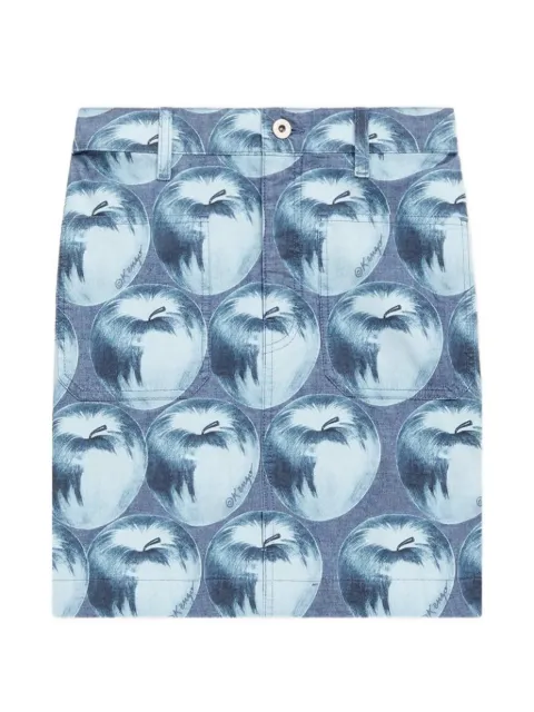 Kenzo Apple Pop printed straight mini denim skirt Blue FG62DJ2817F1