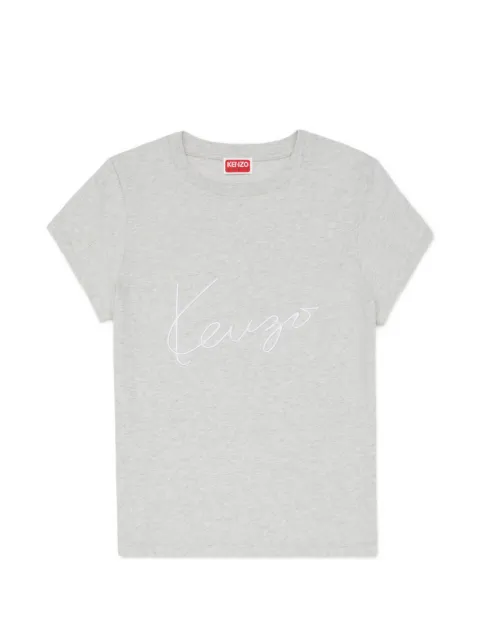 Kenzo Signature-embroidered cotton T-shirt Grey FG62TS2624SG