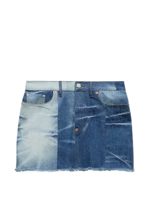 Kenzo patchwork raw-edge straight skirt Blue FG62DJ2066B8