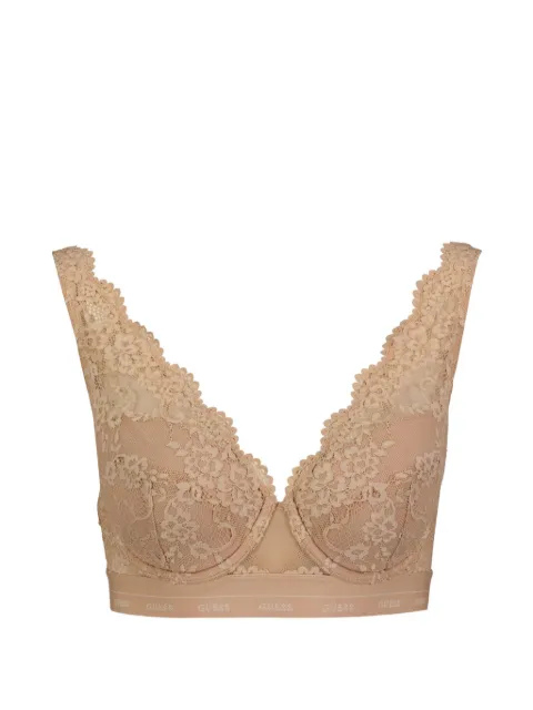 GUESS USA floral-lace scalloped-trim bra Neutrals O4BC23PZ01C