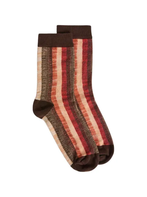 MOMONÌ Nanami striped lurex socks Brown 265MMOSO002265MO49