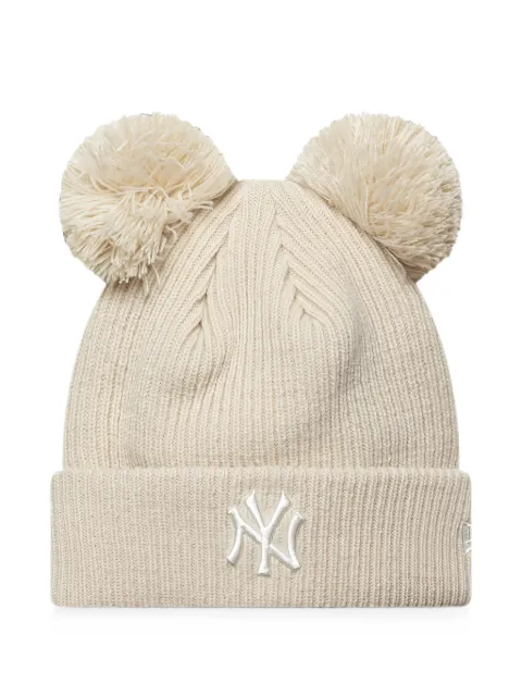 NEW ERA CAP double pom-pom beanie hat Neutrals 60691353