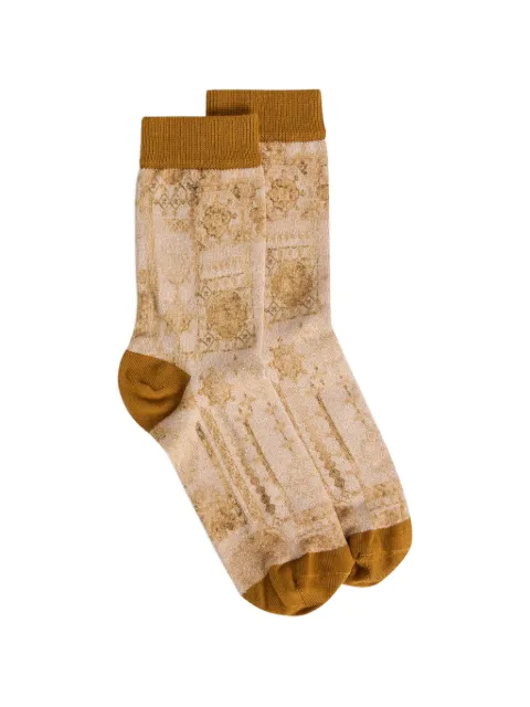 MOMONÌ Nanami printed socks Neutrals 265MMOSO002265MO49