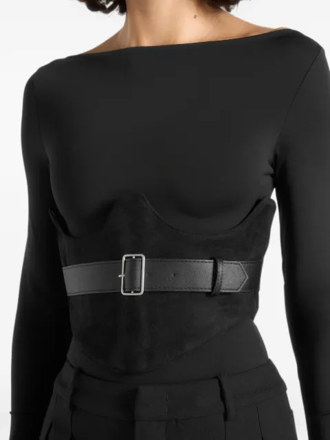 Manière De Voir Chloein blacksuede corset with belt Black ACC1375