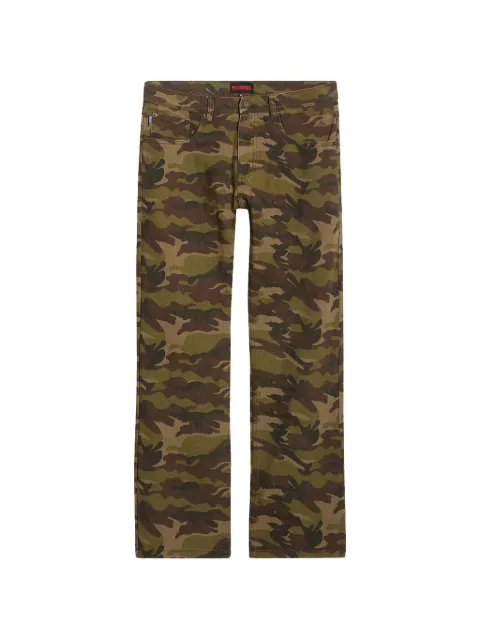 Pleasures camo-print flared jeans Green P25W027BROWN