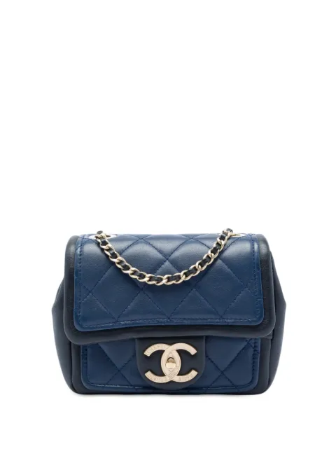CHANEL Pre-Owned 2014 Mini Square Calfskin Graphic Flap crossbody bag Blue L9F99GASU14W853B