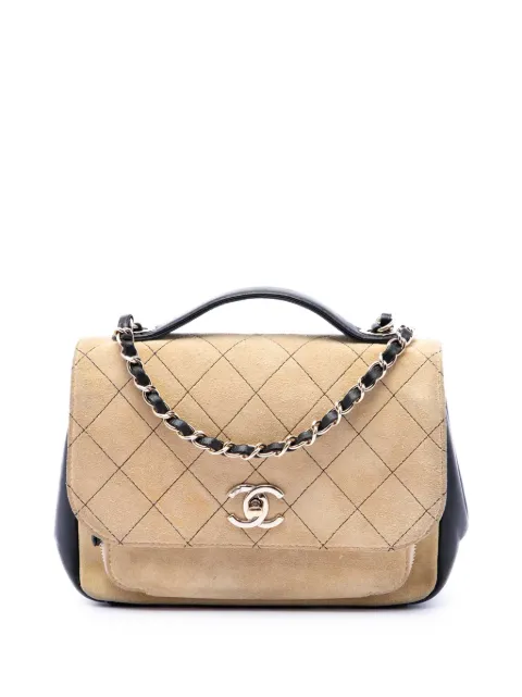 CHANEL Pre-Owned 2016-2017 Medium CC Quilted Suede Business Affinity Flap satchel Black LB7M9HXU5O54ELII