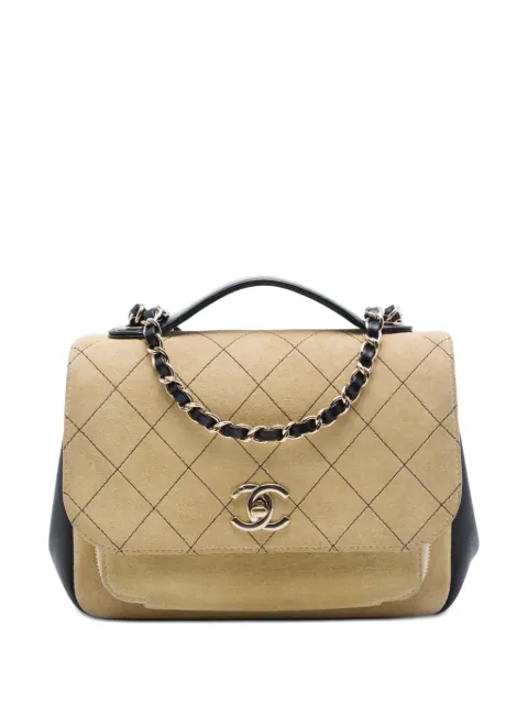CHANEL Pre-Owned 2016-2017 Medium CC Quilted Suede Business Affinity Flap satchel Neutrals KQ3H09JYLZQWFW28