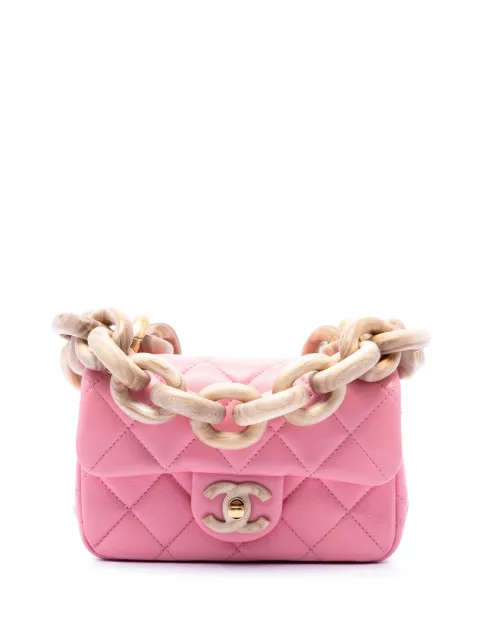 CHANEL Pre-Owned 2021-2026 Mini Wenge Wood Chain Flap crossbody bag Pink K8PDDM7BMHF6134E