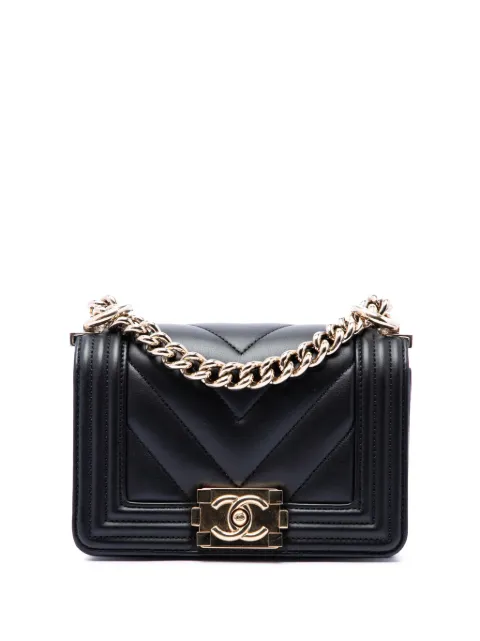 CHANEL Pre-Owned 2021-2026 Mini Chevron Lambskin Boy Flap crossbody bag Black JF167QIP02BC08VD