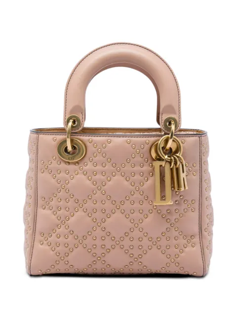 Christian Dior Pre-Owned 2017 Small Lambskin Cannage Studded Supple Lady Dior satchel Pink EVBYGEN2A99FQ5S2