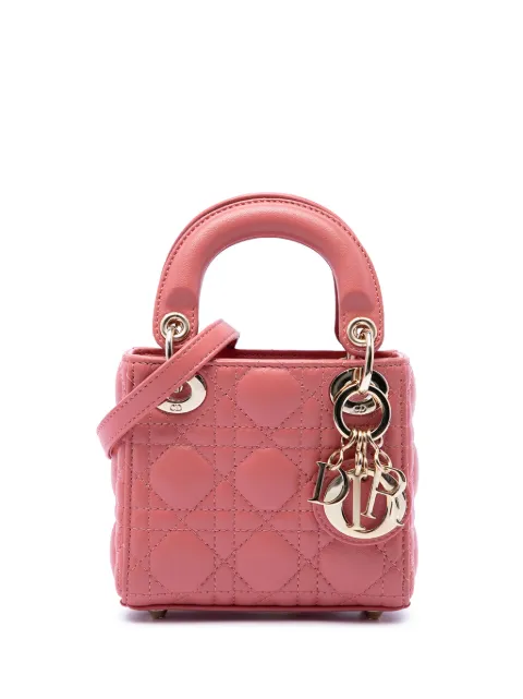Christian Dior Pre-Owned 2022 Micro Lambskin Cannage Lady Dior satchel Pink DFNALE0WNPOHQ5PV