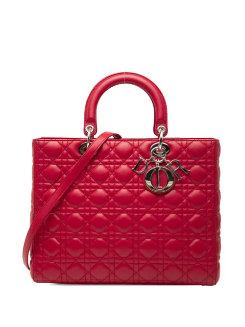 Christian Dior Pre-Owned 2012 Large Lambskin Cannage Lady Dior satchel Red MSNAR3L0XITSR8N6