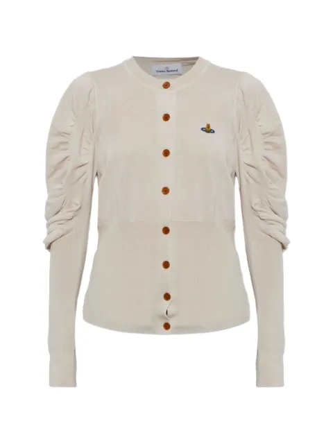 Vivienne Westwood Eli Orb-embroidered ruched-sleeve cardigan Neutrals 1803005BY005E