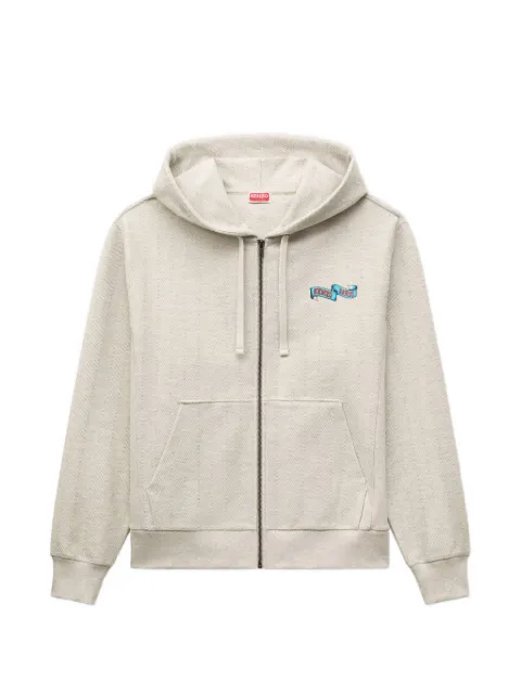 Kenzo Jumping Tiger herringbone hoodie Grey FG65HO2764MX