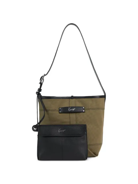 Kenzo Utility reversible canvas calf leather bucket bag Green FG68SA906B01