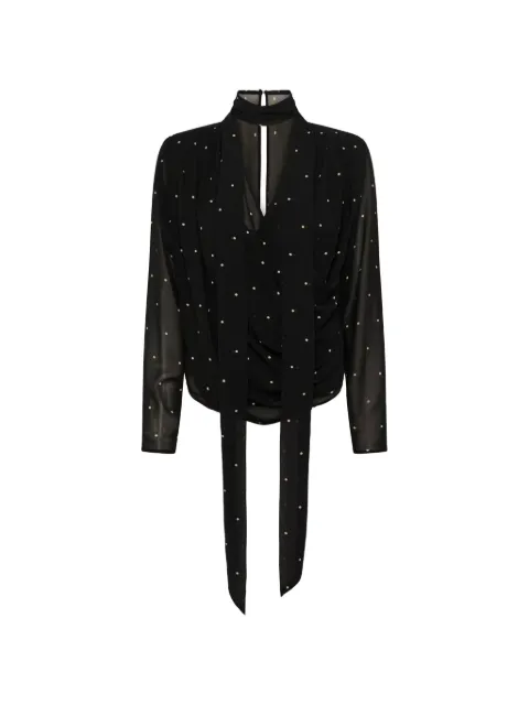 Gestuz polka-dot tie-neck blouse Black 10911034