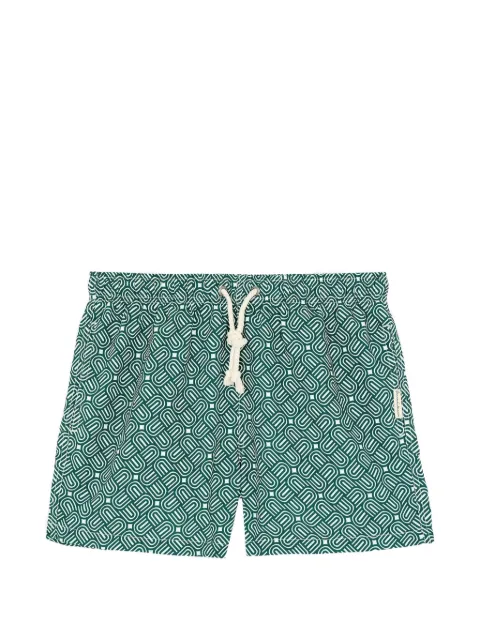 GASSA D AMANTE Furore geometric-print swim shorts Green FURORE