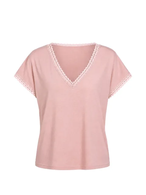 Molly Bracken lace-trim V-neck T-shirt Pink T2213EE