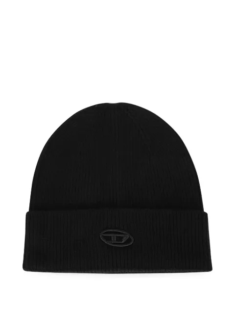 Diesel ribbed beanie with D embroidery Black A040920DAOB099