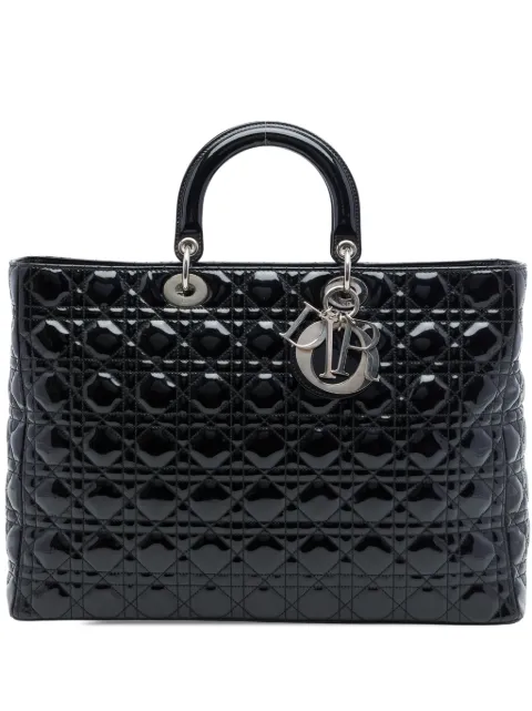 Christian Dior Pre-Owned 2010 Extra Large Patent Cannage Lady Dior satchel Black LXVJS1JMGOJHRI69