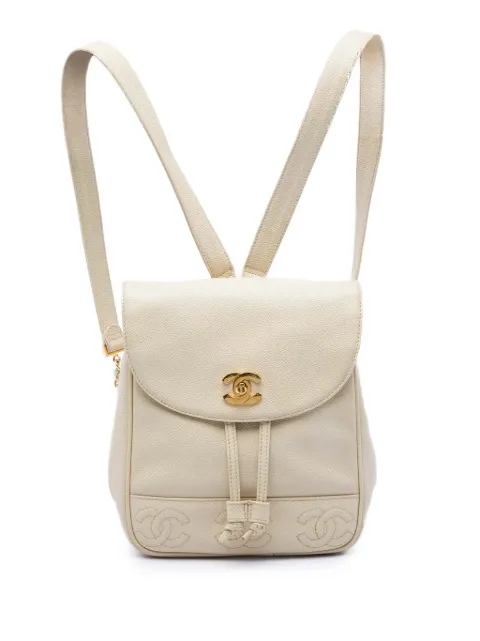 CHANEL Pre-Owned 1994-1996 Caviar Triple CC backpack White KZ15VUYJ0D7WCZ4F