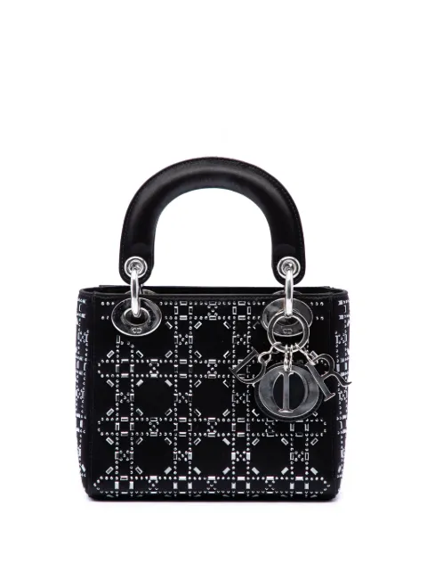 Christian Dior Pre-Owned 2020 Mini Satin Cannage Crystal Embellished Lady Dior satchel Black KQFPEI3E6H3VFGNL