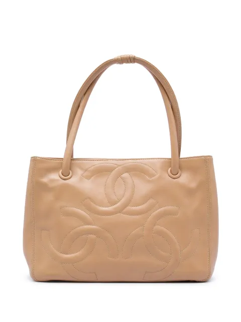 CHANEL Pre-Owned 2004-2005 Lambskin Triple CC tote bag Neutrals BWDRX0FLXQRHV85M