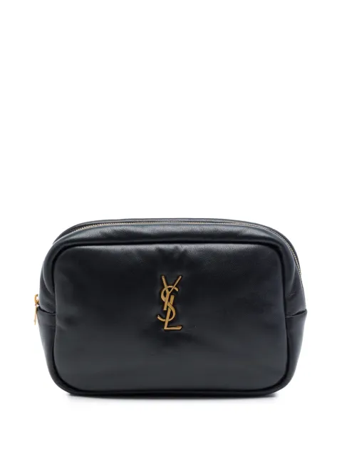 Saint Laurent Pre-Owned 2023 Small Padded Lambskin Monogram Calypso Cosmetic pouch Black ZWVJIUB0CYK9SFDG