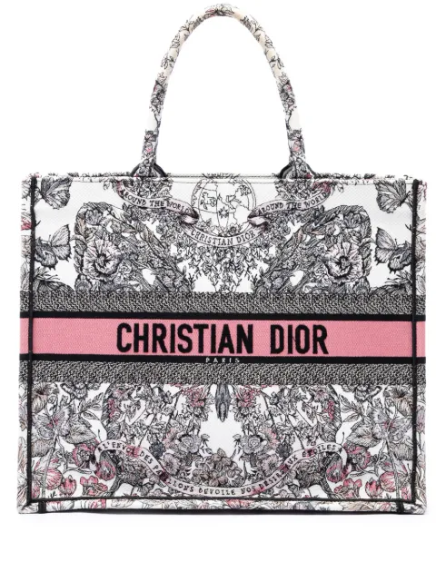 Christian Dior Pre-Owned 2023 Large Embroidered Canvas Butterfly Around The World Book tote bag White ZF1V9OOZLZKCS8NB