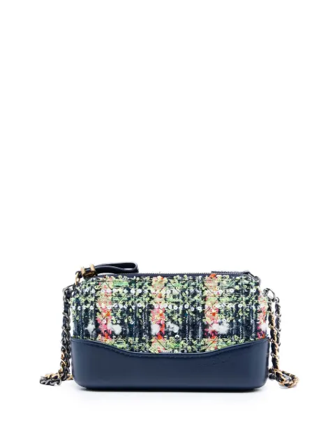 CHANEL Pre-Owned 2019 Tweed Gabrielle Double Zip Clutch with Chain crossbody bag Blue AIZJ76NGM9BPP6WY
