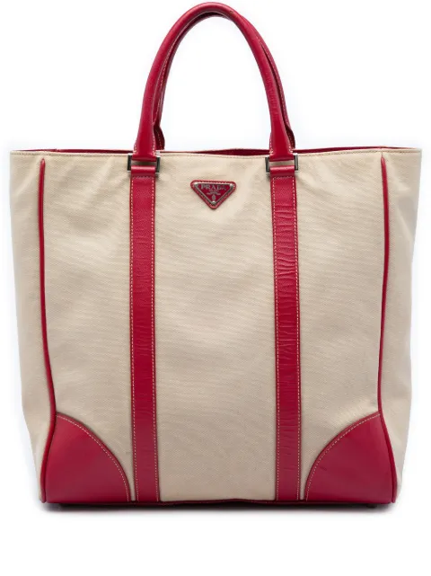 Prada Pre-Owned 2013-2026 Saffiano Trimmed Canvas tote bag Red ADRUTJKXB60T7GH5