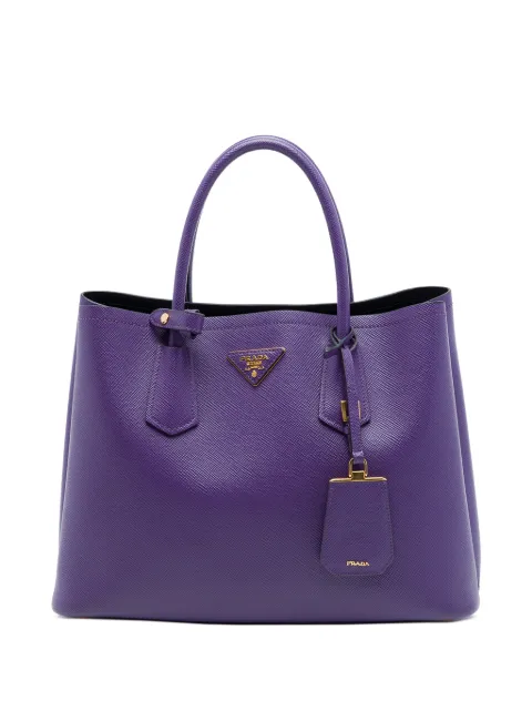 Prada Pre-Owned 2013-2026 Medium Saffiano Cuir Double satchel Purple 9PYK545S0CE4WI36