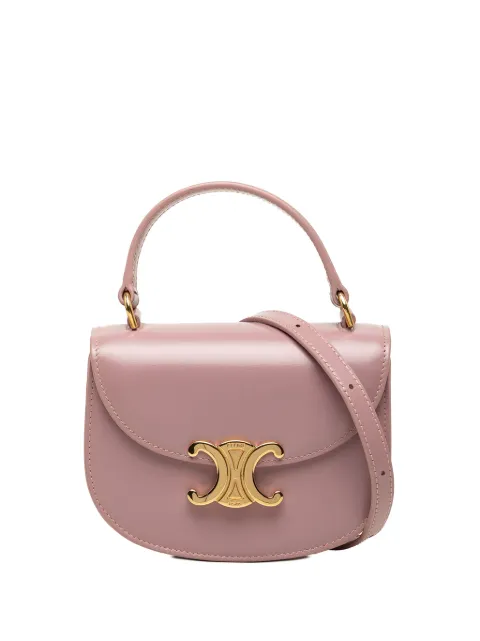 Celine Pre-Owned 2023 Mini Shiny Calfskin Besace Clea satchel Pink 907JYP8OE1Q2T53E