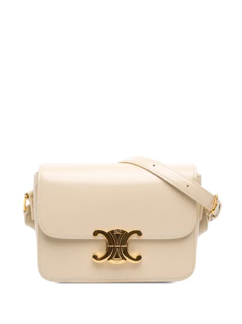 Celine Pre-Owned 2024 Teen Shiny Calfskin Triomphe crossbody bag Brown 9AMNS6DYF1B955G8