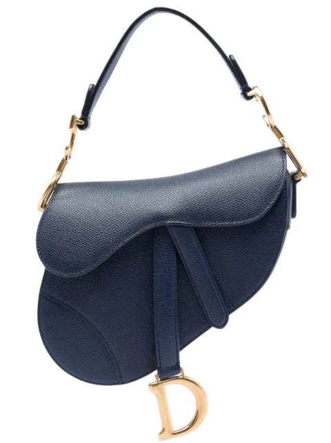 Christian Dior Pre-Owned 2018 Mini Grained Calfskin Saddle Bag satchel Blue WOR0HK3T2YTV8Q7E