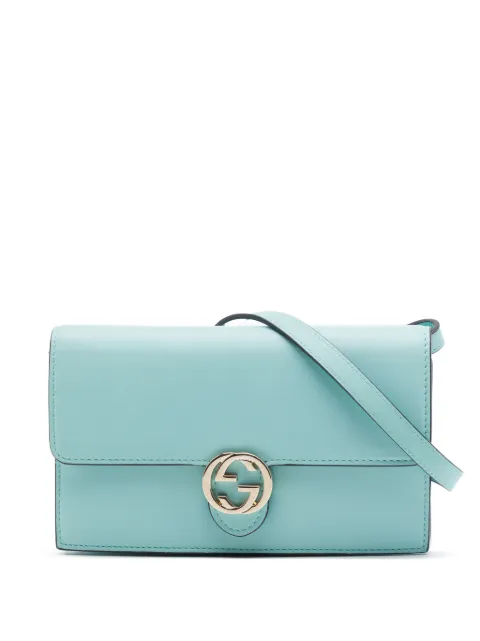 Gucci Pre-Owned 2000-2015 Calfskin Interlocking G Dollar Wallet On Strap crossbody bag Blue WFC8YVG95KV2PBS3